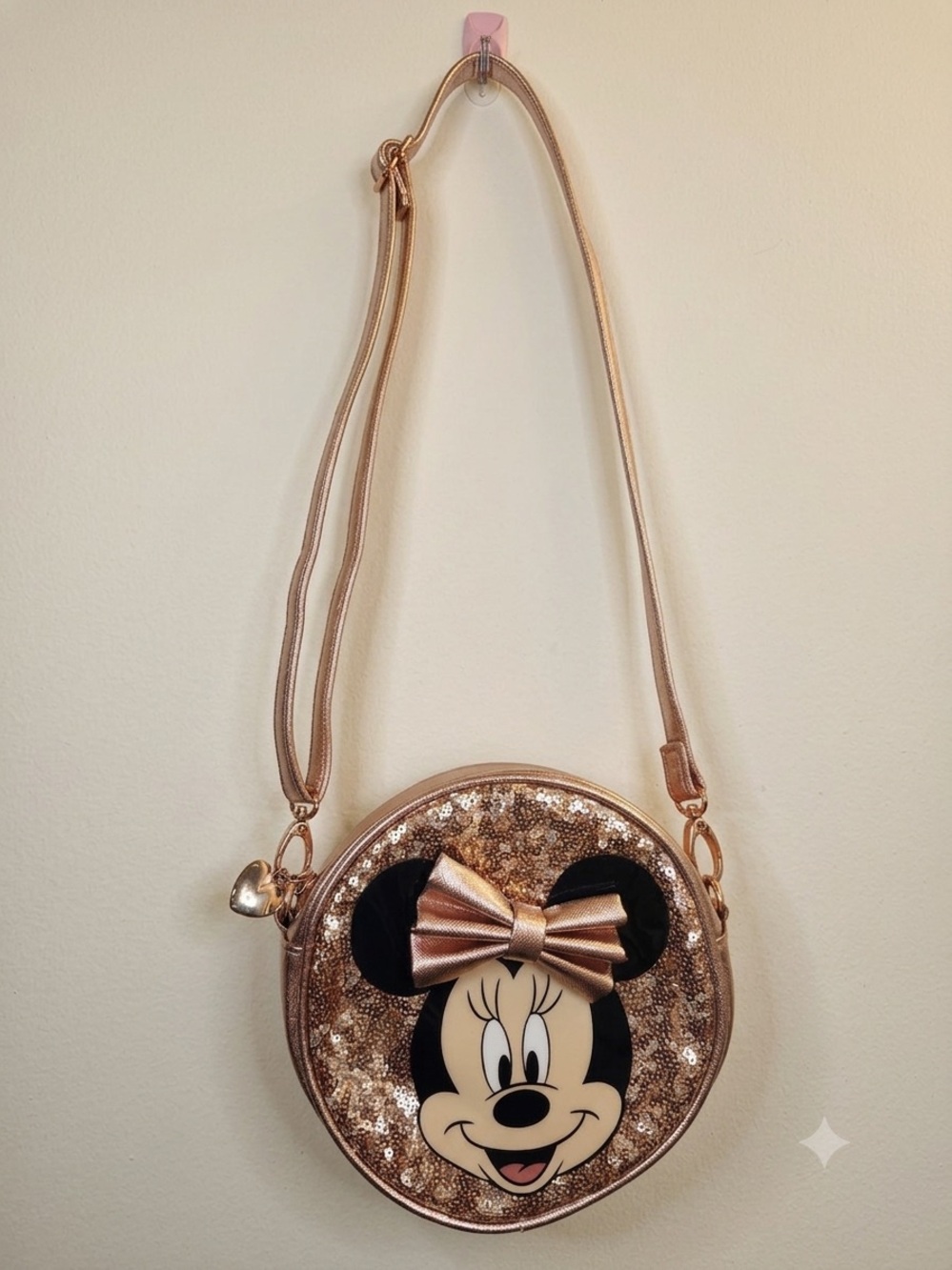 Disney Minnie Mouse Rose Gold Sequin Crossbody Bag